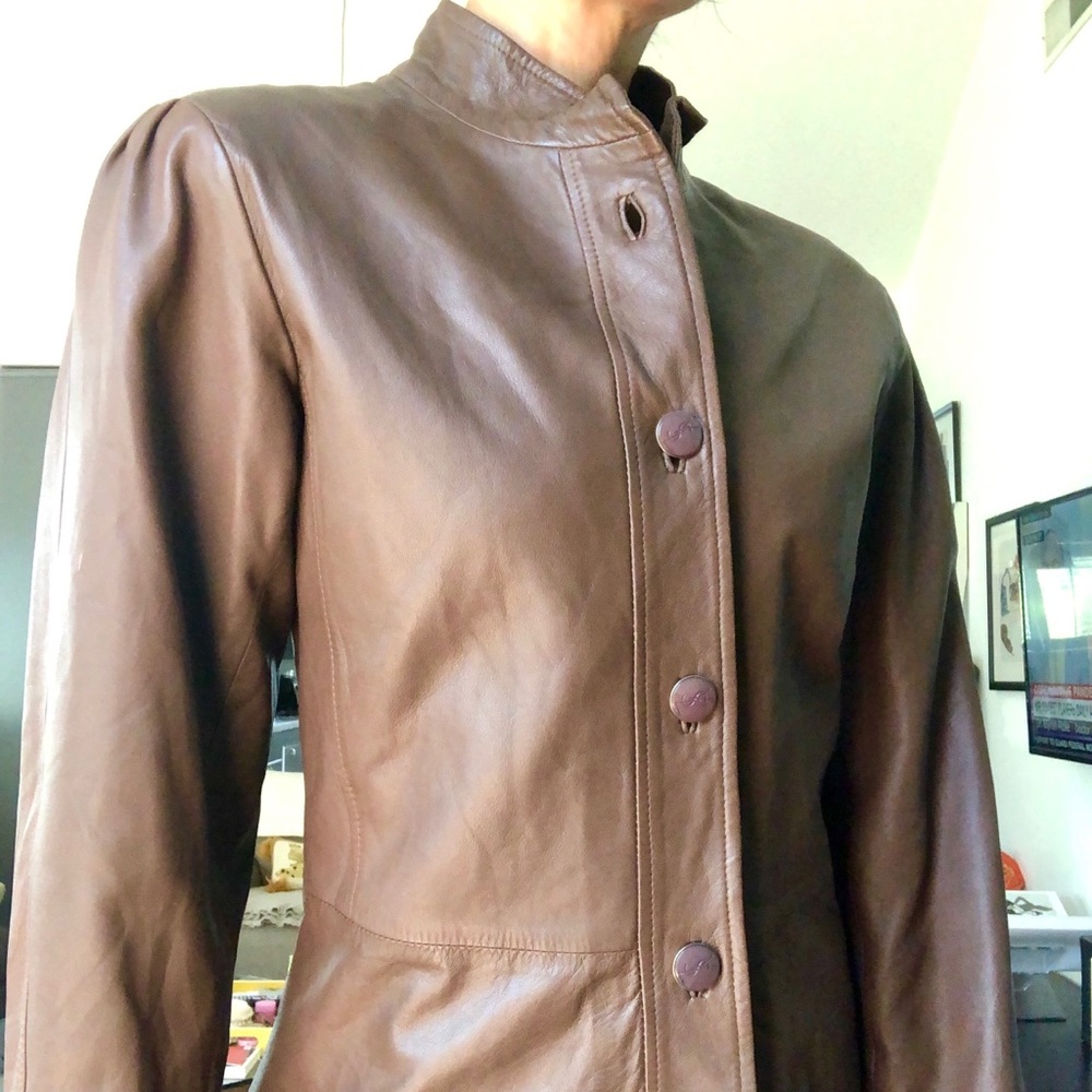 Vintage 80’s women’s YSL brown leather jacket